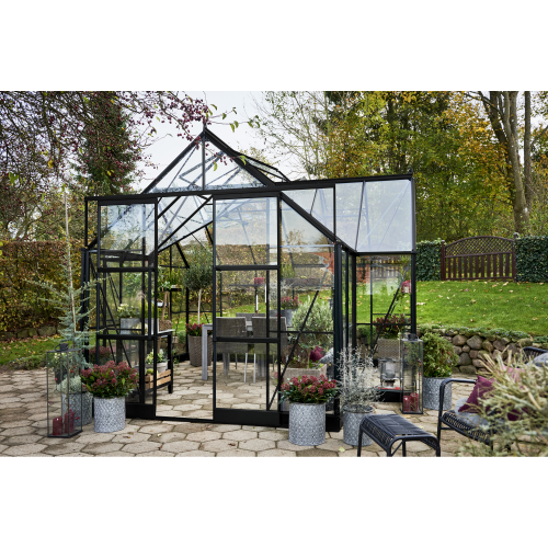 Halls Gewächshaus ‚Garden Room‘ 389 x 391 cm mit 3 mm Sicherheitsglas schwarz