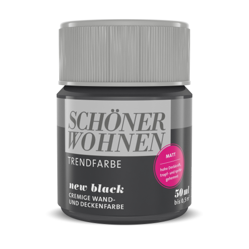 Schöner Wohnen Farbe Trendfarbe ‚New Black‘ schwarz matt 50 ml