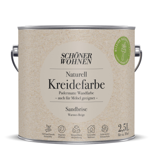 Schöner Wohnen Farbe Kreidefarbe Naturell ‚Sandbrise‘ beige matt 2,5 l