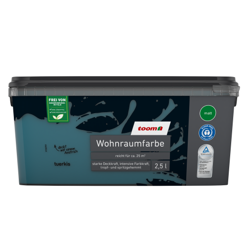 toom Wohnraumfarbe türkis matt 2,5 l