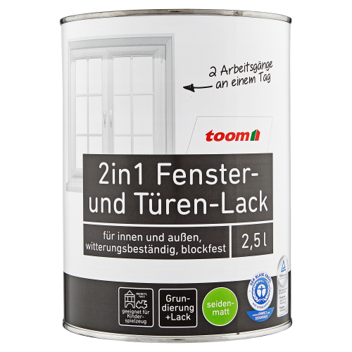 toom 2in1 Fenster- und Türenlack weiß seidenmatt 750 ml