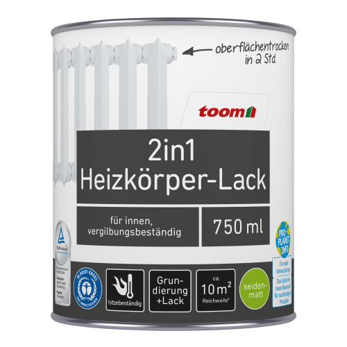 toom 2in1 Heizkörperlack weiß seidenmatt 750 ml