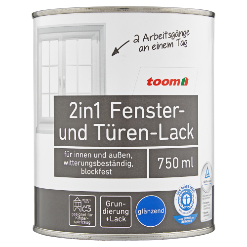 toom 2in1 Fenster- und Türenlack weiß glänzend 2,5 l