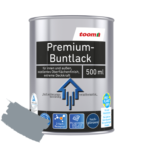 toom Premium-Buntlack silbergrau glänzend 500 ml