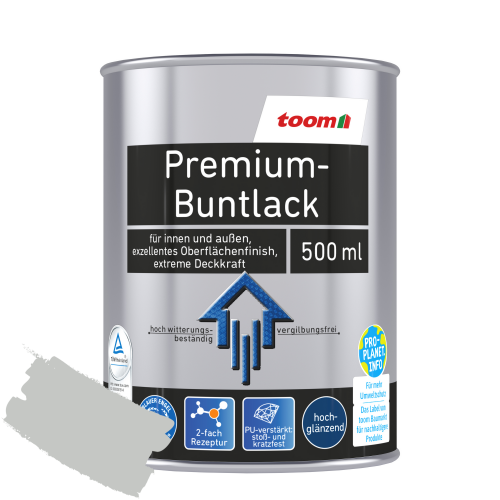 toom Premium-Buntlack lichtgrau glänzend 500 ml