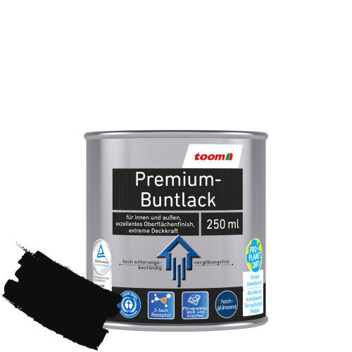 toom Premium-Buntlack tiefschwarz glänzend 250 ml