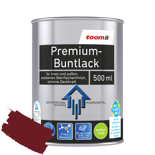 toom Premium-Buntlack purpurrot seidenmatt 500 ml