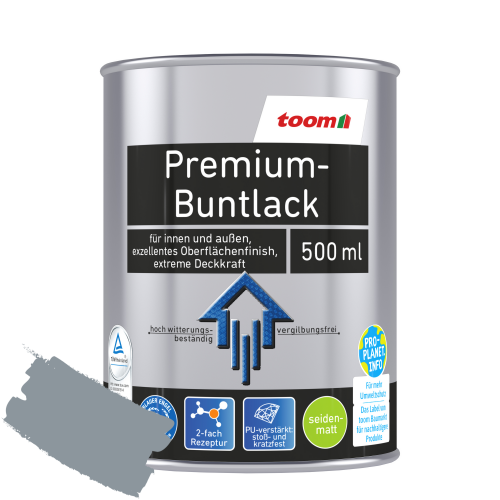 toom Premium-Buntlack silbergrau seidenmatt 500 ml