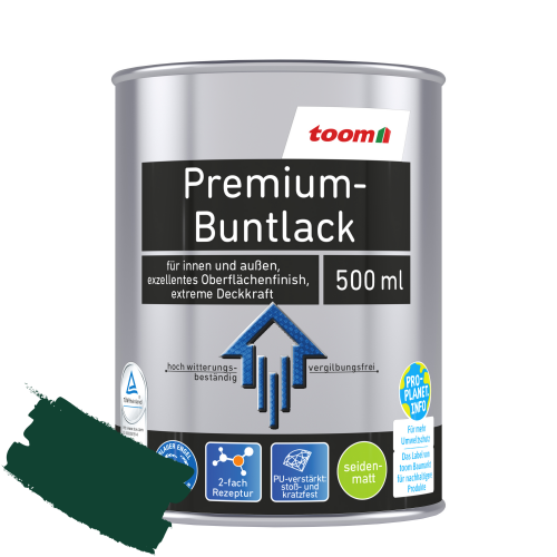 toom Premium-Buntlack moosgrün seidenmatt 500 ml