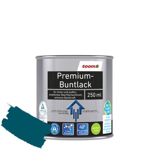 toom Premium-Buntlack petrolfarben seidenmatt 250 ml