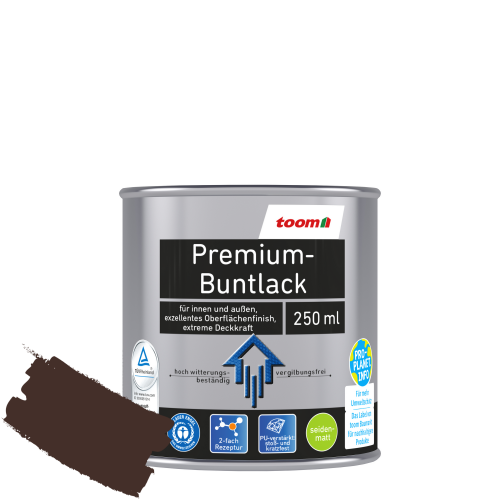 toom Premium-Buntlack schokobraun seidenmatt 250 ml