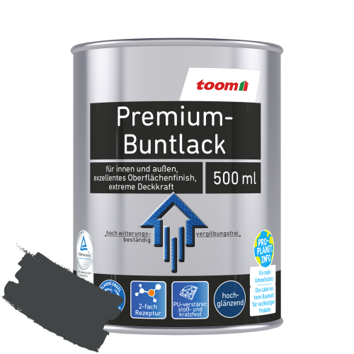 toom Premium-Buntlack grau glänzend 500 ml