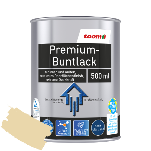 toom Premium-Buntlack elfenbeinfarben glänzend 500 ml