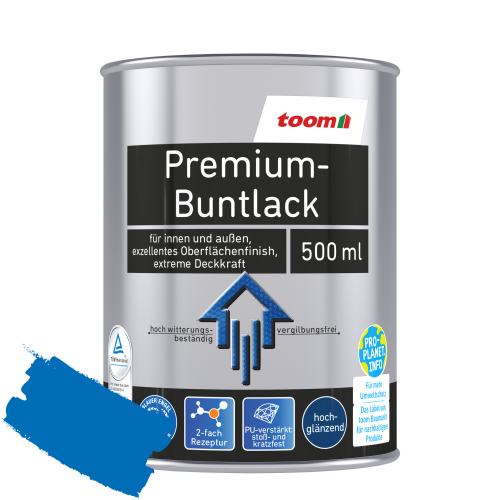 toom Premium-Buntlack pazifikblau glänzend 500 ml