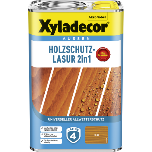 Xyladecor 2in1 Holzschutzlasur teakfarben 4 l