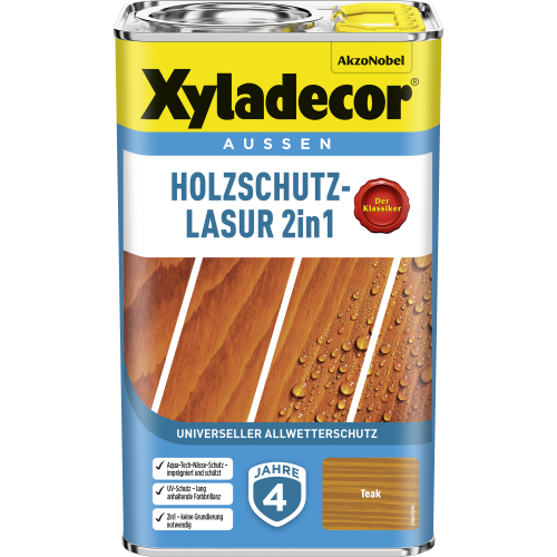 Xyladecor 2in1 Holzschutzlasur teakfarben 2,5 l