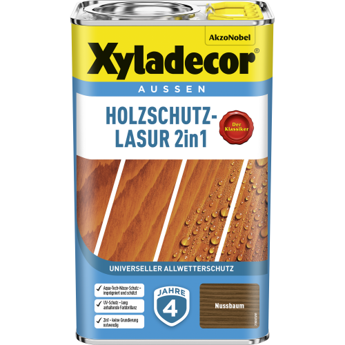 Xyladecor 2in1 Holzschutzlasur nussbaumfarben 2,5 l